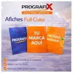 Afiches publicitarios impresos full color para promoción comercial.