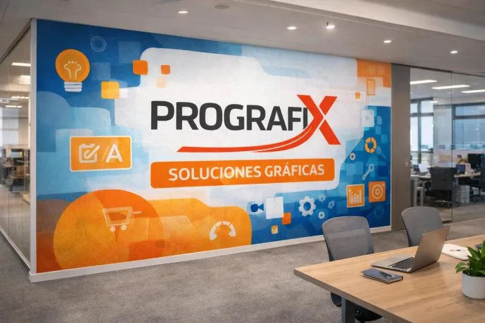Equipo Prografix instalando gráfica para retail