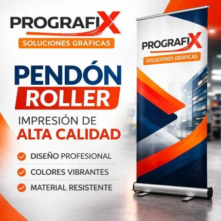 Pendón roller publicitario personalizado impreso por Prografix.
