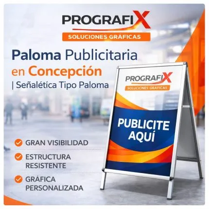 Paloma publicitaria para señalización comercial.