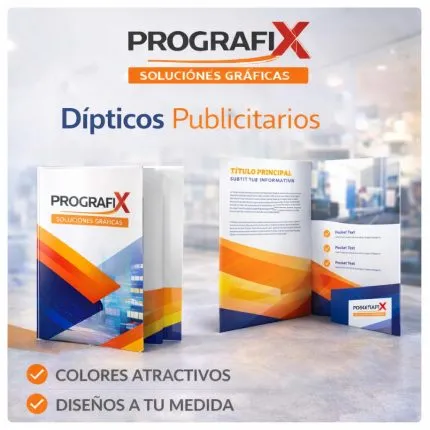 Dípticos publicitarios impresos por Prografix.