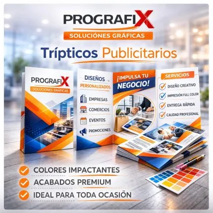 Trípticos publicitarios impresos por Prografix.