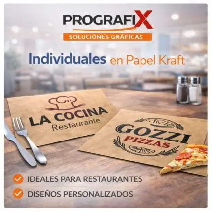 Individuales de papel kraft personalizados.