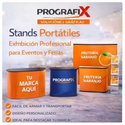 Stands portátiles personalizados para eventos y ferias impresos por Prografix.