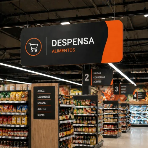 Señalética retail y material POP para salas de venta