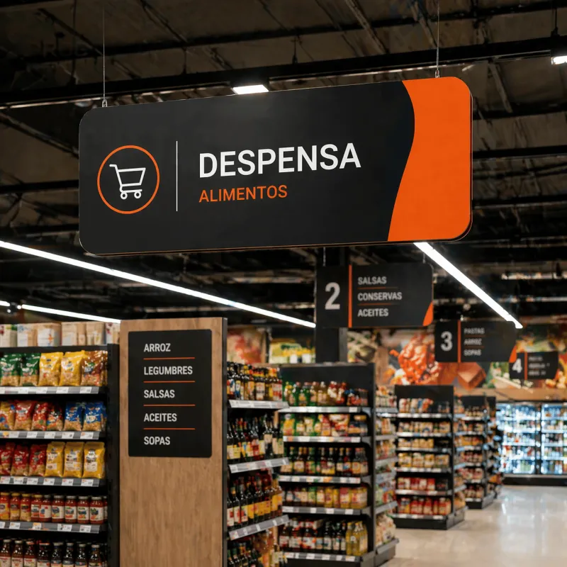 Señalética retail y material POP para salas de venta